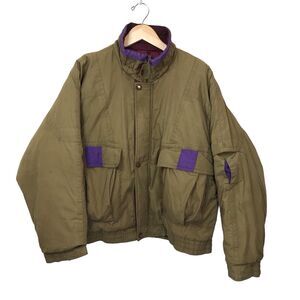 Vtg 1980s Mens McGregor Green Bomber Jacket Quilted Lining‎ Zip Up Size X Large